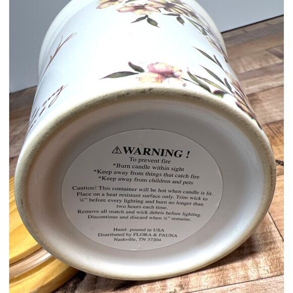 Ceramic Jar With Floral & Bird Design Wooden Tall Decorative Jar - Picture 7 of 7